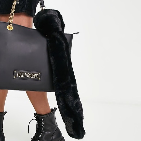 Love Moschino Faux Fur Scarf - Black - NWOT - Picture 3 of 4